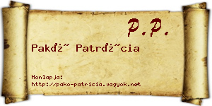 Pakó Patrícia névjegykártya